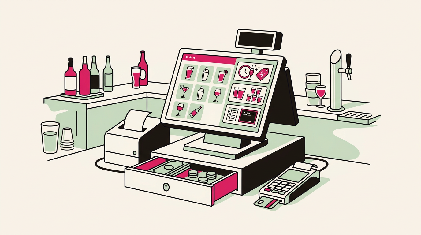 Illustration cartoon, Caisse enregistreuse pour bar : guide d’achat complet