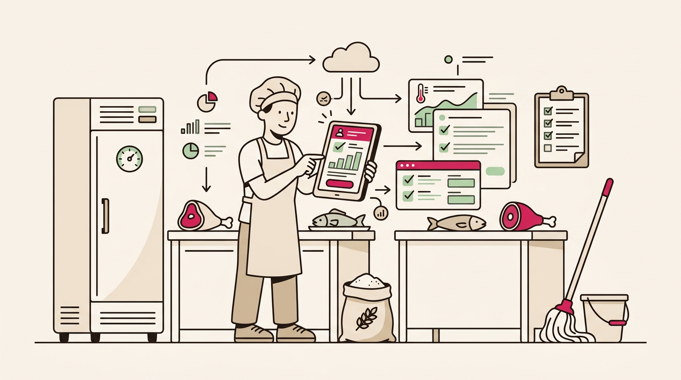 Illustration cartoon, Logiciel HACCP : comment digitaliser vos contrôles sanitaires